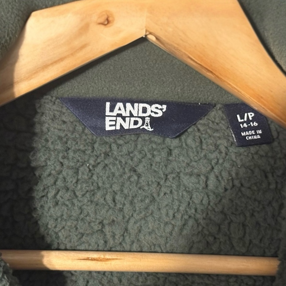 Women’s Land End fleece‎ jacket size Large Petite-forest green - Picture 4 of 4